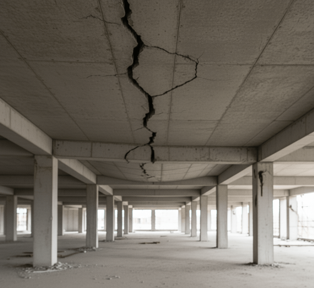 Laje com flecha excessiva - antes